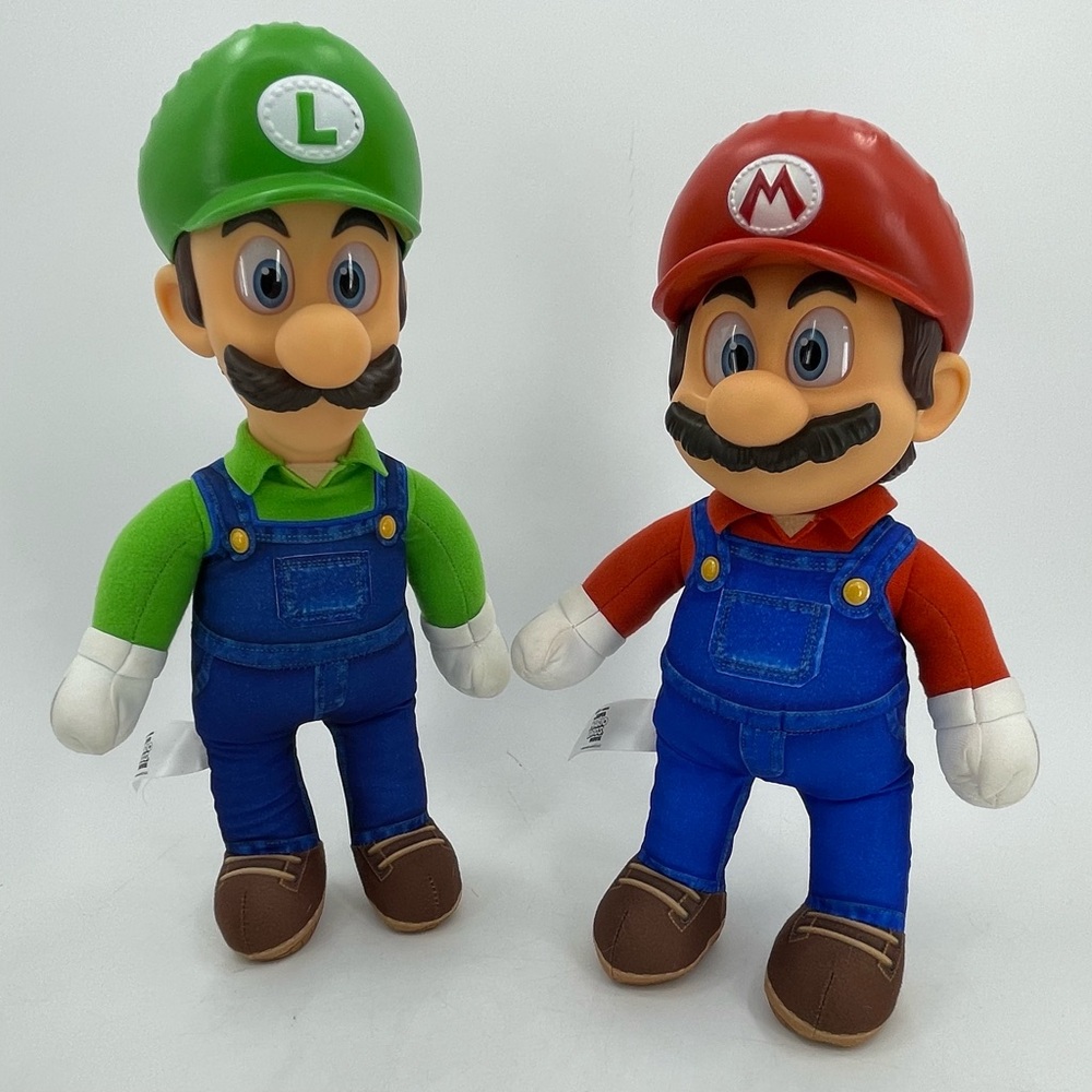 The Super Mario Bros Movie Mario & Luigi Poseable Plush Nintendo‎ Set of 2 14”